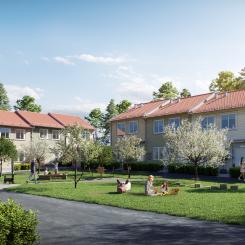 OBOS kommande radhus i Lommarstranden. Foto: 3D Nord Visualisering