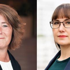 Johanna Frelin, vd på Riksbyggen och Johanna Bjurskog, bostadspolitisk expert på Riksbyggen.