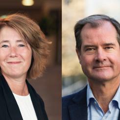 Johanna Frelin, vd för Riksbyggen och Mårten Lilja, vice vd på Riksbyggen och chef för affärsområde Bostad.