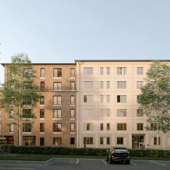 Niam Real Estate och Nordfeldt inleder byggnationen av 131 hyreslägenheter i centrala Upplands Väsby. Bild: Kaminsky Arkitektur, Jacob Henell.