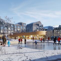 FOJAB och Ramböll tog hem segern i den öppna internationella tävlingen i Reykjavik med sitt förslag Crafting Keldur – Where Art, Science & Recreation Unite. Illustration: Fojab