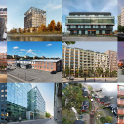 Kollage finalister hållbart samhällsbyggande. Pressbild: Sweden Green Building Council