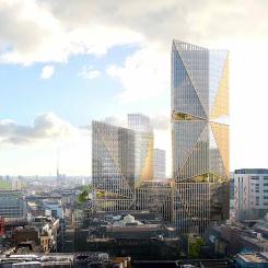 KONE kommer att leverera 31 hissar och tre rulltrappor till skyskraporna som byggs på adressen 2 Finsbury Avenue (2FA) i City of London. Foto: KONE