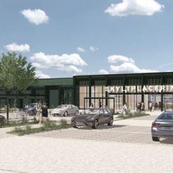 Kv Draglädret 2, visualisering Jägersrovägen från nordost. Bild/ Illustration: Rendering Fojab