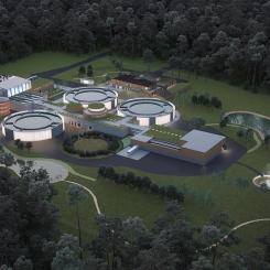 Tidig visionsbild över det nya avloppsreningsverket Ängens ARV. En bild som kommer att justeras. Bild: Lidköping miljö och teknik