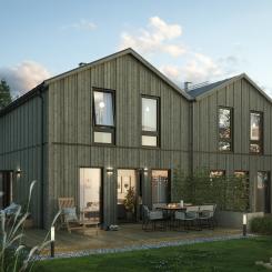 I Västerhejde, strax söder om Visby, kommer Ekeblad Bostad bygga 16 parhus i modern stil med anspelningar på den Gotländska arkitekturen. Foto; Ekeblad