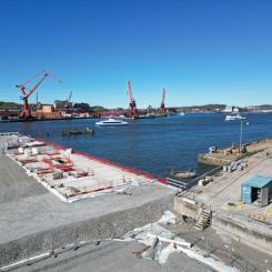 Påseglingsskydd Masthuggskajen Göteborg. Foto: Peab