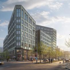 Skanskas nya kontorshus Olivin är ett hållbarhetsmässigt spetsprojekt. Bild: Skanska
