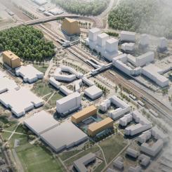 Bild från Norconsults utredning om alternativa placeringar av Botkyrka kommuns framtida kommunhus. Illustration: Norconsult