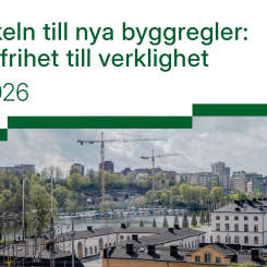 Tre av fyra aktörer inom samhällsbyggnadssektorn uppger att de ännu inte har använt de nya byggreglerna i något projekt. Pressbild: Svensk Byggtjänst