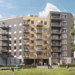 Peab Bostad är först ut att påbörja byggandet av 111 bostadsrätter i Göteborgs nya stadsdel Södra Änggården. Foto: Peab/Manifest PR