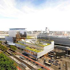 Hamntunneln börjar under Västra hamnens nya terminalbyggnad och kommer upp till ytan i Sundholmen. Illustrationsbild. PES-Arkkitehdit Oy.