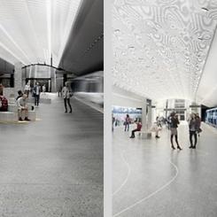 Tunnelbana Barkarbystaden. Visionsbild: White Arkitekter