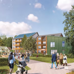 GretaBo planerar för cirka 150 bostadsrätter/hyresrätter i delområde C. Illustration: GretaBo
