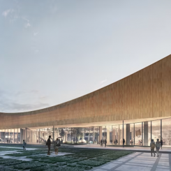 Nytt Science Center i Lund och Science Village. Exteriörvy från Norra Parken. Foto: COBE / Science Village Scandinavia AB