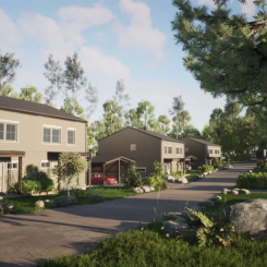 I Talldungen planeras för friliggande villor i ett plan och parhus i Brf-form. De första husen kommer stå klara i årsskiftet 2022/2023. Foto: Fastighetsbyrån