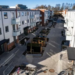 Renoverade hus på Grönkullagatan, Drottninghög. Foto: Jonas Linné, Helsingborgshem