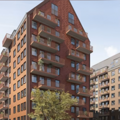 Wallenstam har placerat husen efter vädersträck för att bland annat skapa rätt ljus- och värmeinsläpp och därmed minimera energiåtgången. ﻿Visionsbild: Liljewall arkitekter