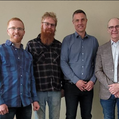 Från vänster: Mikael Nyberg, Fredrik Roxström, Per Djurholm, Stellan Lindqvist. Foto: Bravida