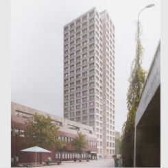 Det nya höghuset ritat av Jägnefält Milton får 23 våningar. PE Teknik & Arkitektur ansvarar för byggnadens el- och telesystem samt energieffektiva lösningar för hållbart byggande. Foto: PE Teknik & Arkitektur