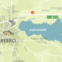 Karta med markering för den plats som markanvisas till Epiroc. Foto: Örebro kommun