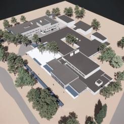 Kasavuori skolkomplex. Illustration: Arkkitehtitoimisto Küttner