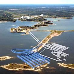 Det blå området visar var SKB planerar att utöka det befintliga SFR-förvaret Bild: SKB
