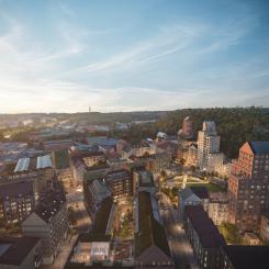 OBOS och Bonava i samarbete – utvecklar 200 bostäder i Göteborg  Bilden är en visualisering framtagen av Okidoki Arkitekter