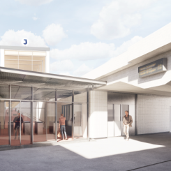 Illustration från Trafikverket som visar hur entrén planeras se ut. Arbetsmaterial från 2020 - slututformning kan avvika.