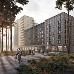 Studentbostäder Aquila, Uppsala. Skiss: Arkitema