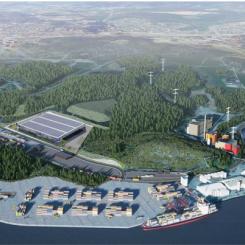 Sundsvall logistikpark Logistikbyggnad Bild; Peab Etableringsskiss