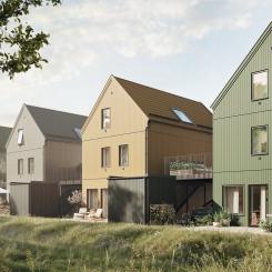 Terrasshusen exteriör. Pressbilder: Riksbyggen