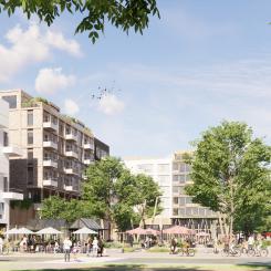 Illustration av hur Fäladstorget kan se ut i framtiden. Bild: Lunds Kommun