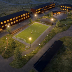 Viscaria Village - Kvällsperspektiv. Pressbild: Strawberry