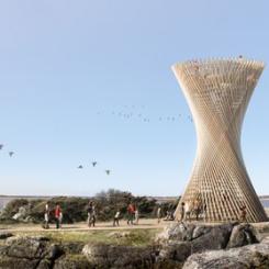 Visualiserad bild från White Arkitekter som ritat det nya utsiktstornet åt Varbergs kommun. White Arkitekter