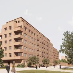 De planerade husen, sett från Nordanväg. Illustration: Marge Arkitekter