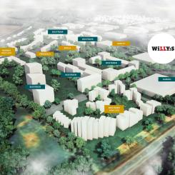 Översiktsbild som illustrerar de pågående projekten i den framväxande stadsdelen Kärnekulla i Habo