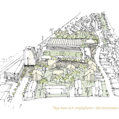 Skiss över möjlig utveckling Södermalm. Foto: Skövdebostäder