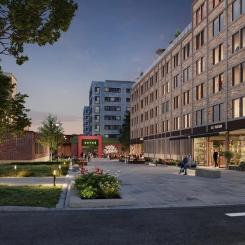 Kvällsvy över Väsby Centrum. Foto: Niam