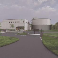 Ytvattenverk vid Långasjön i Karlshamns kommun. Illustration: Karlshamn Energi  Pressbild: Peab